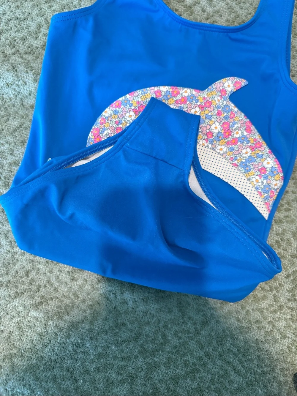 Mini Boden Blue Dolphin & Peach Hello Kitty Girls One-Piece Swim Set